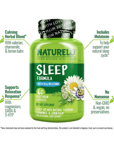 Suplemento Natural para Dormir NATURELO - 60 Cápsulas Veganas Suplemento Natural para Dormir NATURELO - 60 Cápsulas Veganas