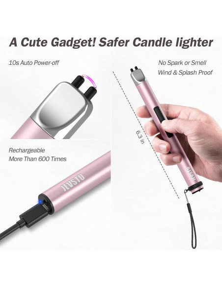 Encendedor Eléctrico USB JEVSTU Rosa a Prueba de Viento 16cm Encendedor Eléctrico USB JEVSTU Rosa a Prueba de Viento 16cm