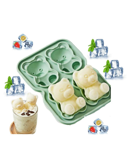 Molde de Oso 3D UIVXXUD de Silicona Verde para Helados Molde de Oso 3D UIVXXUD de Silicona Verde para Helados