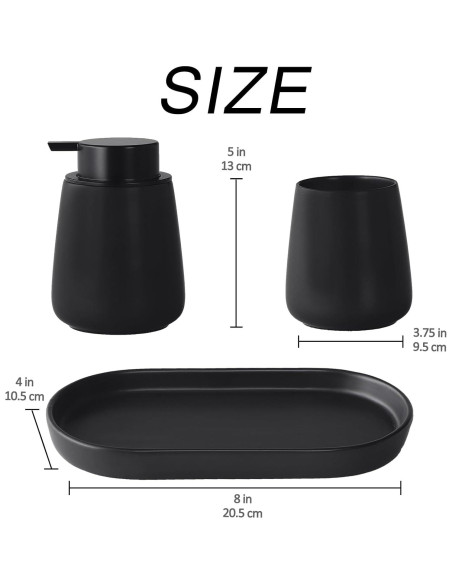 Juego de Accesorios de Baño Negro Mate Eyrozia - 3 Piezas Juego de Accesorios de Baño Negro Mate Eyrozia - 3 Piezas