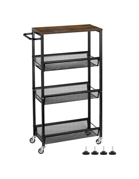 Carro de Almacenamiento Delgado MOOACE 4 Niveles Negro 42.2x18.5cm Carro de Almacenamiento Delgado MOOACE 4 Niveles Negro 42.2x18.5cm