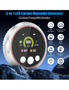 Detector de Monóxido de Carbono BoltBlaze HD13 5-en-1 2