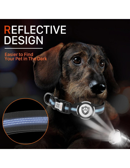 Collar Reflectante para Perros ilFindYou con Soporte AirTag XS Negro Collar Reflectante para Perros ilFindYou con Soporte AirTag XS Negro