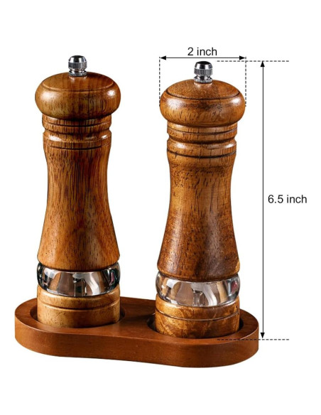 Juego de Molinillos de Sal y Pimienta de Madera 15 cm Juego de Molinillos de Sal y Pimienta de Madera 15 cm