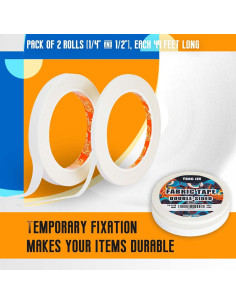 Cinta de Tela Doble Cara YONGJIN 0.64cm y 1.27cm 2 Rollos 2