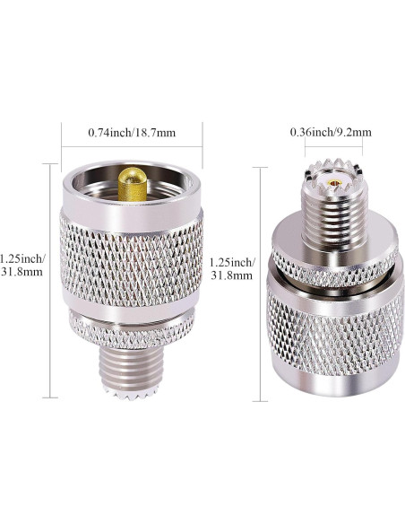 Adaptador Coaxial UHF Macho a Mini UHF Hembra 2PCS Adaptador Coaxial UHF Macho a Mini UHF Hembra 2PCS