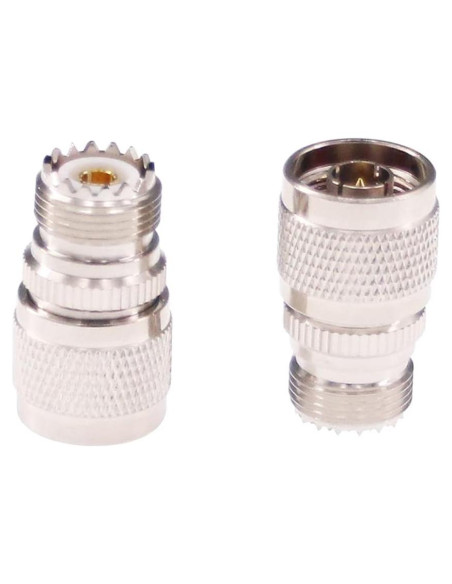 Adaptador RF N Macho a UHF Hembra SO239 2pcs Cobre Niquelado Adaptador RF N Macho a UHF Hembra SO239 2pcs Cobre Niquelado