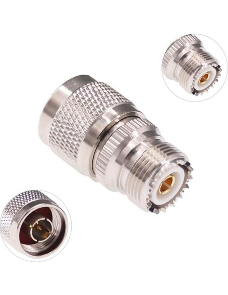 Adaptador RF N Macho a UHF Hembra SO239 2pcs Cobre Niquelado Adaptador RF N Macho a UHF Hembra SO239 2pcs Cobre Niquelado