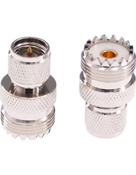 Adaptador Coaxial RF Mini-UHF PL259 a UHF SO239 - 2 Pcs Adaptador Coaxial RF Mini-UHF PL259 a UHF SO239 - 2 Pcs