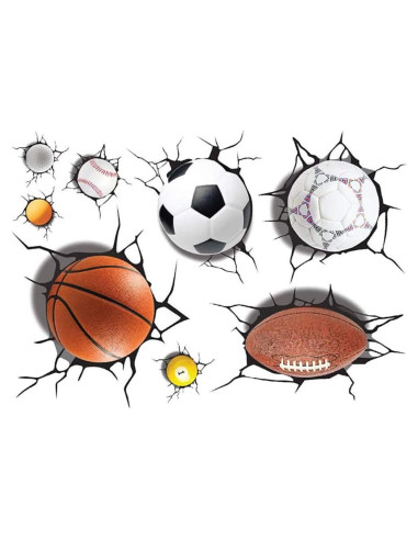 Calcomanías 3D Supzone Pelotas Deportivas para Pared - 8 Piezas