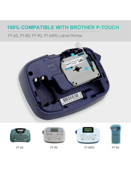 4 Cintas de Reemplazo Brother P Touch M-K231 12mm Negro sobre Blanco 4 Cintas de Reemplazo Brother P Touch M-K231 12mm Negro sobre Blanco