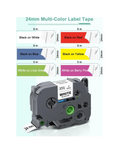 Paquete de 6 cintas de etiquetadora Topcolor 24mm laminadas 2