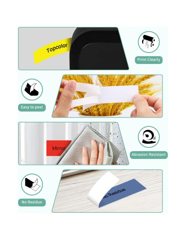 Paquete de 6 cintas de etiquetadora Topcolor 24mm laminadas