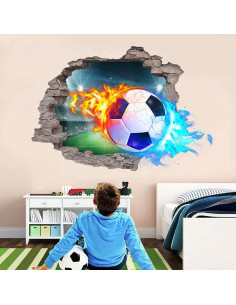 Calcomanías de Pared 3D JQPYGB Fútbol PVC Removibles 2