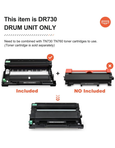 Tambor Compatible v4ink DR730 2PK para Brother HL y MFC