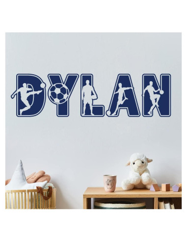 Calcomanía de Pared Vinilo Personalizada Fútbol Azul Marino