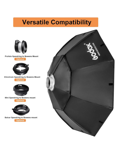 Godox Softbox Octagonal 120cm con Montaje Bowens y Rejilla Godox Softbox Octagonal 120cm con Montaje Bowens y Rejilla