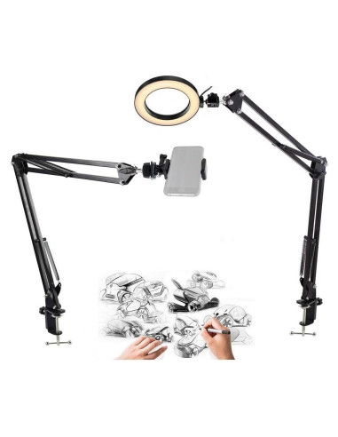 Anillo de Luz LED 20 cm Acetaken con Soporte Universal para Teléfono