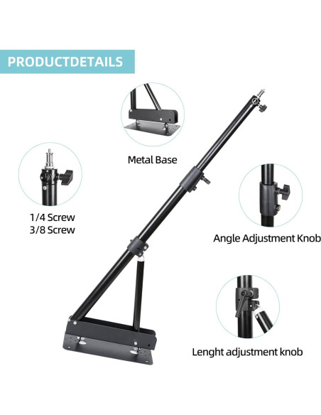 Soporte de Pared Ajustable LTRINGYS para Luz de Anillo 130cm Soporte de Pared Ajustable LTRINGYS para Luz de Anillo 130cm