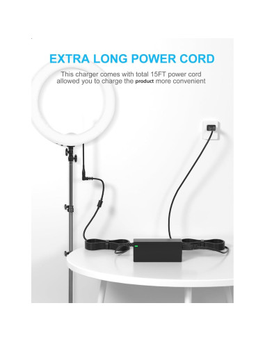 Cable de Alimentación 15V 4.8A Neewer 15FT para Luz de Anillo