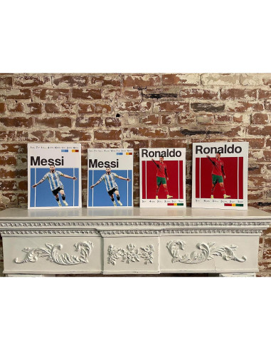 Lona Enmarcada de Fútbol Messi, Ronaldo, Mbappé, Neymar - Decoración de Pared
