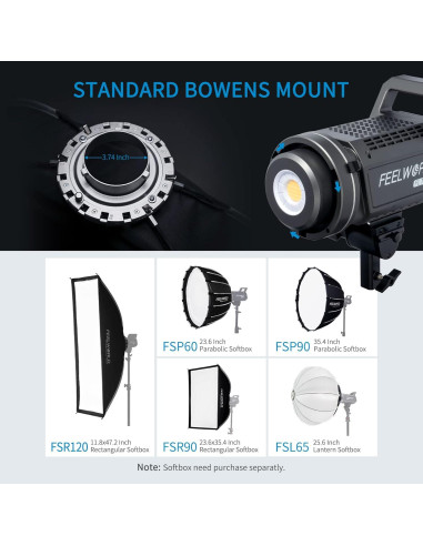 Luz de Estudio de Video FEELWORLD FL225D 225W 5600K CRI96+