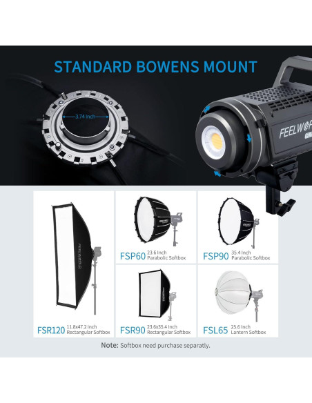 Luz de Estudio de Video FEELWORLD FL225D 225W 5600K CRI96+ Luz de Estudio de Video FEELWORLD FL225D 225W 5600K CRI96+