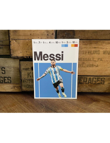 Lona Enmarcada de Fútbol Messi, Ronaldo, Mbappé, Neymar - Decoración de Pared