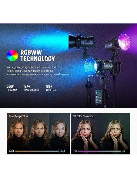 Luz de Video RGBWW NEEWER MS60C 65W Compacta con Varita BH30S Luz de Video RGBWW NEEWER MS60C 65W Compacta con Varita BH30S
