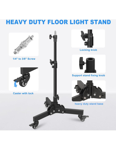 Soporte de Luz Plegable MSKIRA con Ruedas 60.5-83.5cm