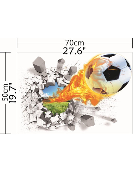 Calcomanía de Pared U-Shark Fútbol en Llamas 50x70cm Calcomanía de Pared U-Shark Fútbol en Llamas 50x70cm