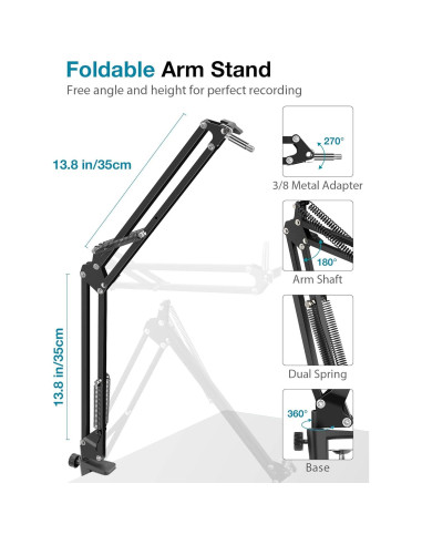 Soporte de Micrófono InnoGear Ajustable para Blue Yeti Nano