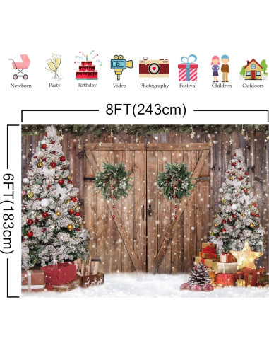 Fondo de Fotografía Navidad 8x6ft Poliester Felortte
