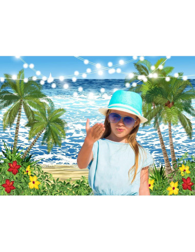 Fondo Fotográfico Playa Tropical 2.1x1.5m Vinilo XEYSM