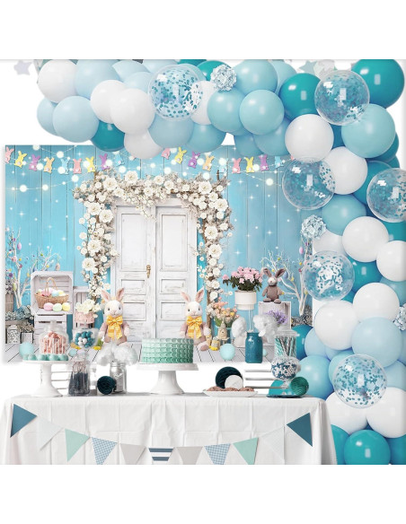 Fondo de Pascua Mocsicka 2.13x1.52m Conejo Floral Colorido Fondo de Pascua Mocsicka 2.13x1.52m Conejo Floral Colorido