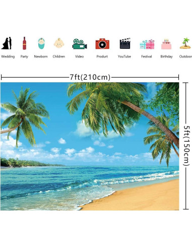 Fondo de Vinilo Tropical 210x150cm para Fotografía yy-beach008