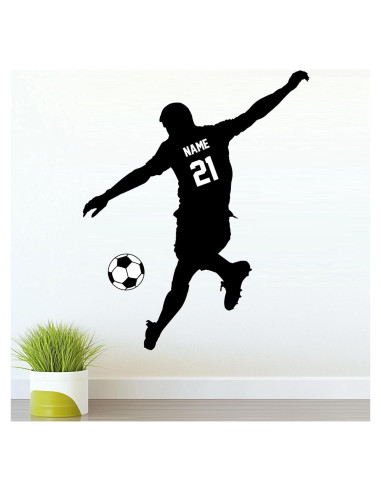Calcomanía de Pared Personalizada VWAQ Jugador de Fútbol Negro
