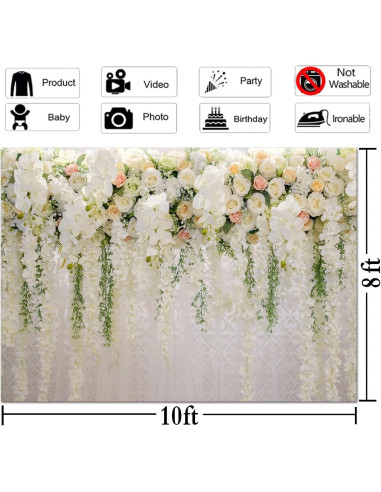 Fondo Fotográfico Floral Blanco 300x240 cm Qian para Eventos