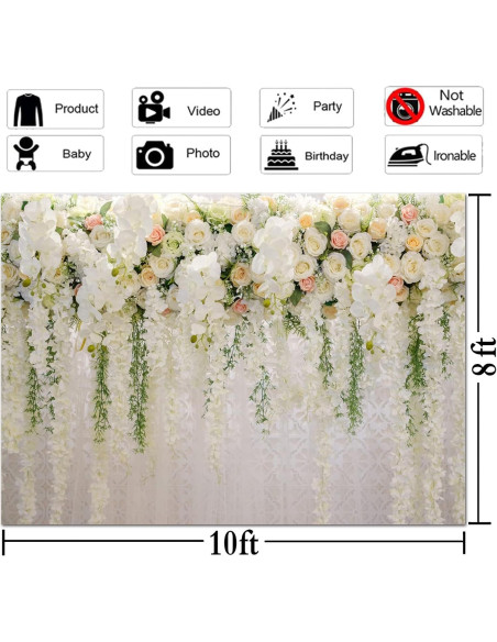 Fondo Fotográfico Floral Blanco 300x240 cm Qian para Eventos Fondo Fotográfico Floral Blanco 300x240 cm Qian para Eventos