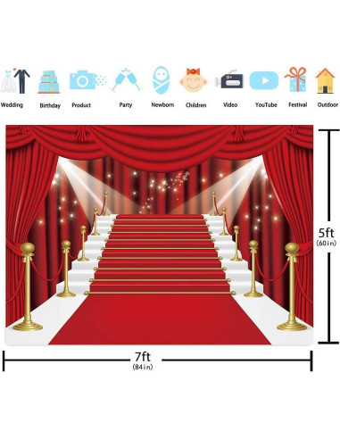Fondo de Cortina Roja 2.1x1.5m Vinilo BT-dy041