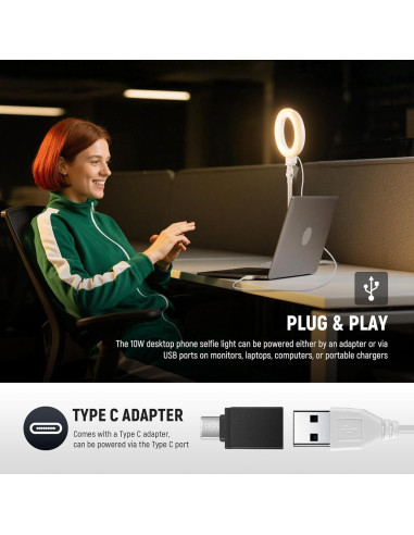 Luz de Anillo NEEWER BR60 10W LED Ajustable para Selfie