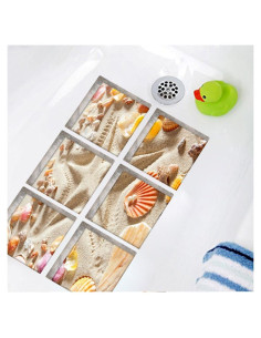 Calcomanías Antideslizantes ChezMax 3D Playa 15x15 cm 6 Pcs