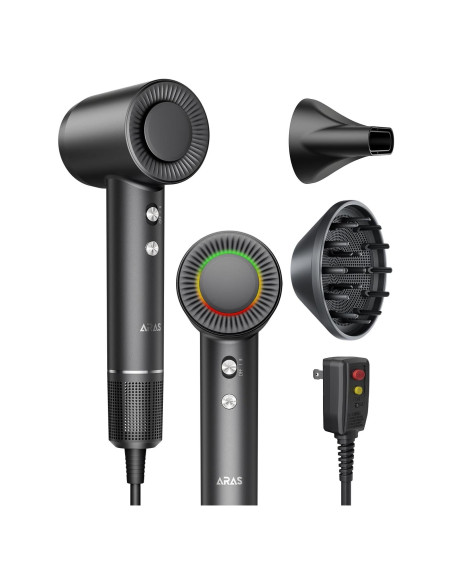 Secador de Pelo ARAS Profesional Iónico 160000 RPM Negro Secador de Pelo ARAS Profesional Iónico 160000 RPM Negro