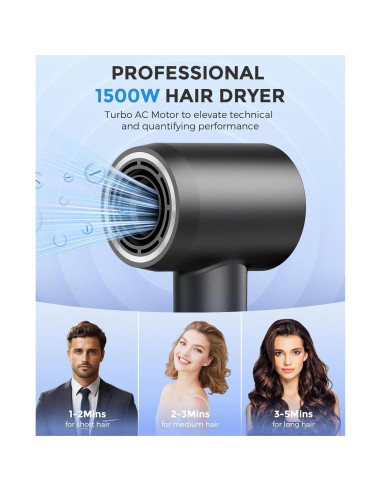 Secador de Pelo ARAS Profesional Iónico 160000 RPM Negro