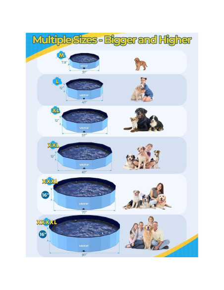 Piscina Plegable VISTOP 196cm para Perros y Niños Azul Piscina Plegable VISTOP 196cm para Perros y Niños Azul