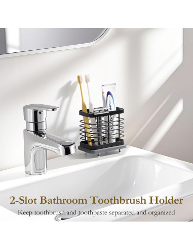 Soporte de Cepillo de Dientes Shinowa Acero Inoxidable 2 Ranuras