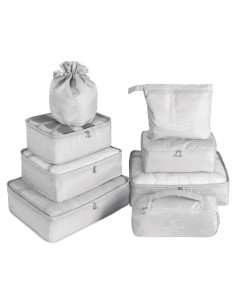 Juego de Organizadores de Empaque para Viaje 8 Piezas Gris