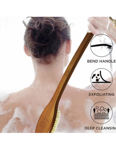 Cepillo de Baño ICANdOIT 45 cm Cerdas de Jabalí Antideslizante