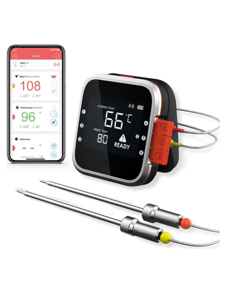 Termómetro de Carne Inalámbrico Bluetooth KT THERMO 2 Probes Termómetro de Carne Inalámbrico Bluetooth KT THERMO 2 Probes