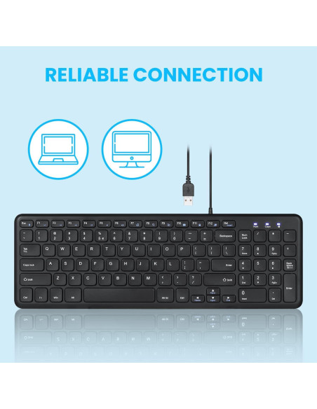 Teclado USB Perixx PERIBOARD-213B Chiclet Silencioso Negro